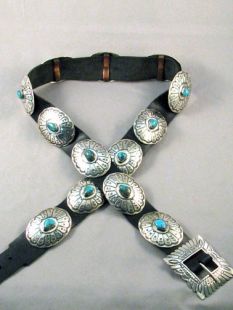 Vintage Native American Navajo Made Concha Belt with Turquoise