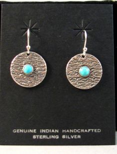 Native American Apache Made Earrings with Turquoise or Coral Stone