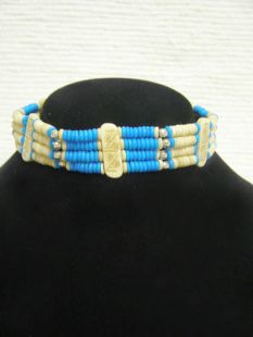 Native American Four-Row Abacus Choker with Turquoise