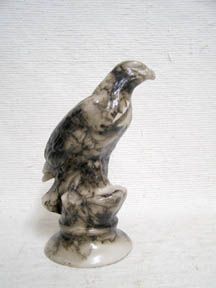 Native American Made Ceramic Horsehair Perched Eagles - Large