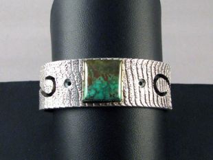 Native American Acoma Made Cuff Bracelet with Turquoise 