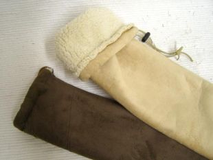 Suede Flute Bag with Shearling Lining