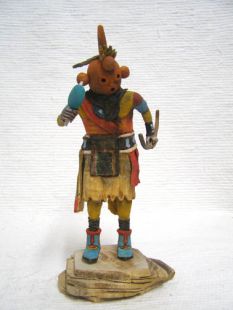 Native American Hopi Carved Mudhead as Hoote Katsina Doll 