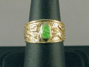 Native American Hopi Made 14K Gold Ring with Turquoise