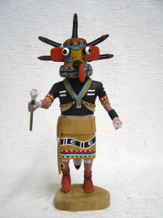 Native American Hopi Carved Yellow Sand Snake Guard Katsina Doll