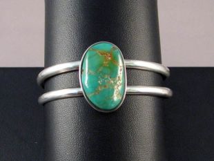 Native American Hopi Made Cuff Bracelet with Kingman Turquoise