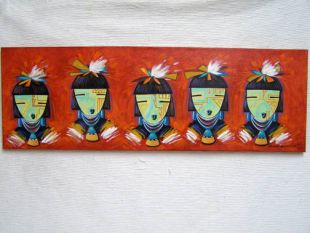 Native American Made Five Masked Maidens Painting